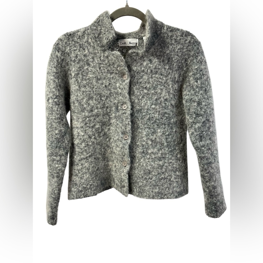Croft & Barrow Vintage Wool Blend‎ Sweater Jacket Grey Medium Petite